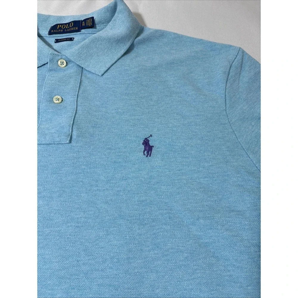 Polo Ralph Lauren Mens Classic Fit Polo Shirt Blue Short Sleeve Cotton XL